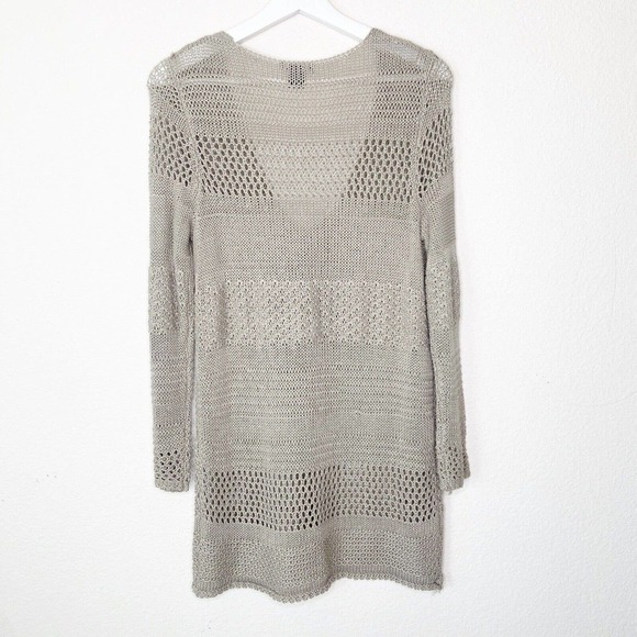 H&M Long Mixed Knit Lightweight Taupe Sweater Tunic S - Picture 6 of 9